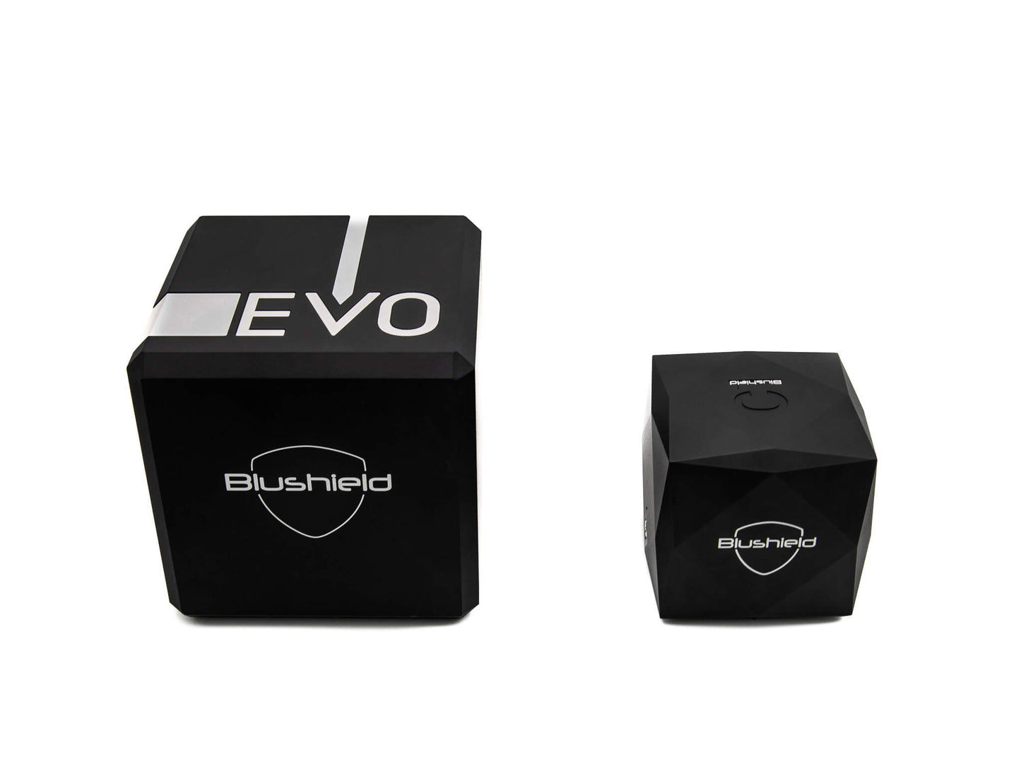 EMF PROTECTION  - Photo of Blushield EVO Cube next to the Limited Edition C1 Cube: size comparison