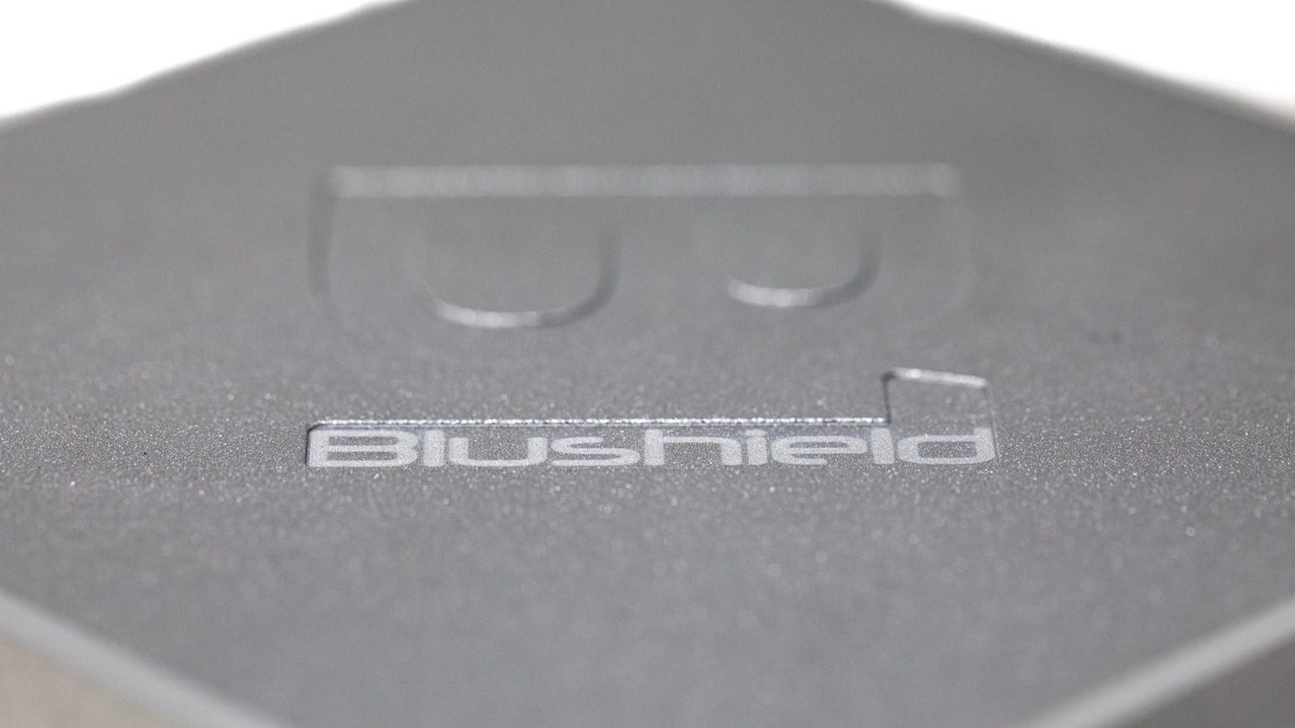 EMF PROTECTION  - Photo of Blushield logo on top of stationary unit