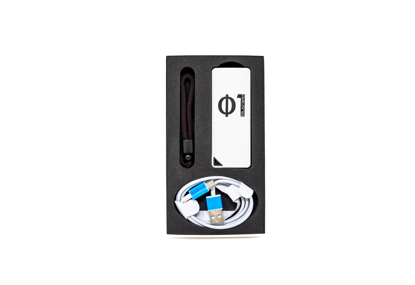 EMF PROTECTION  - Phi 1, power cord and lanyard in packaging