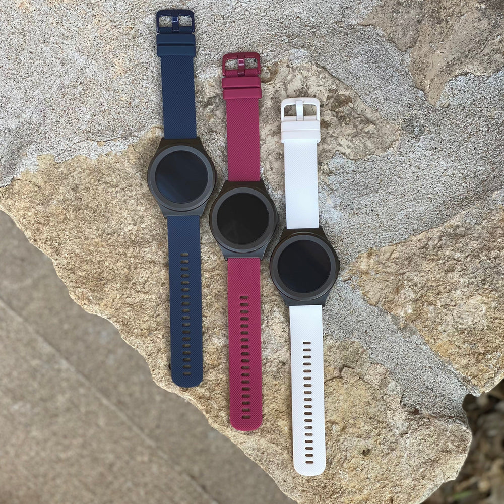 EMF PROTECTION  - blue red and white watch straps on W1 watches