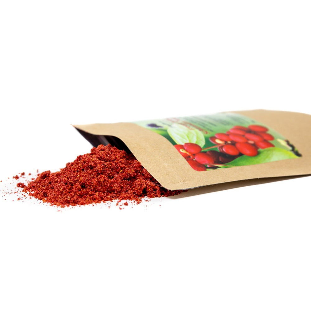 schizandra powder coming out of the packaging