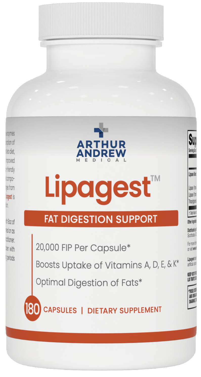 
                  
                    A bottle of Lipagest (fat digestion support)  containing 180 capsules
                  
                